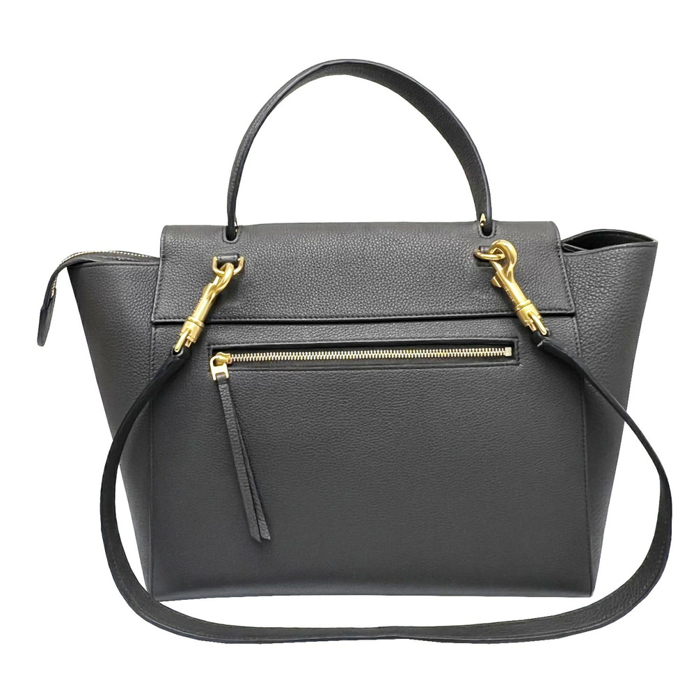 CELINE Belt Bag Shoulder Handbag Dark Brown Grained Calfskin Leather